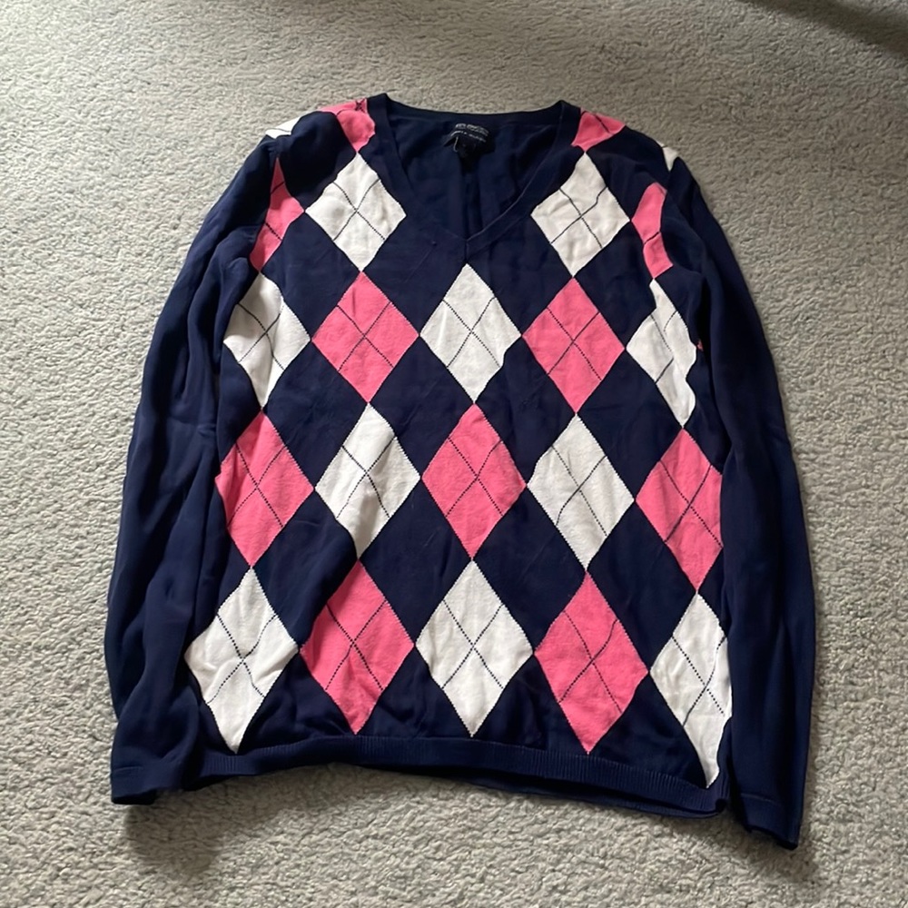 Womens Argyle Sweater - M